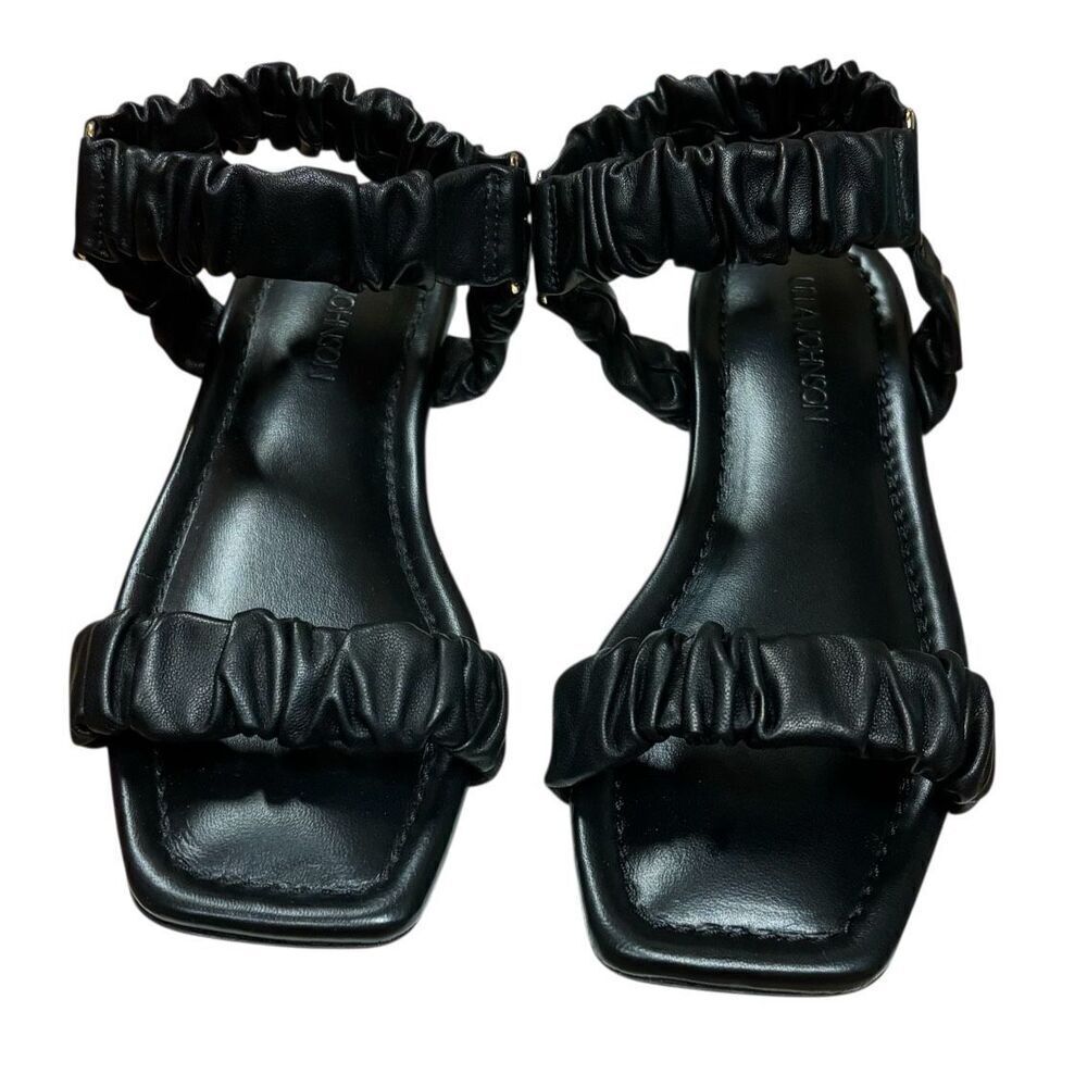 ULLA JOHNSON Isabella Ruched Black Leather Sandals NWB Size 35